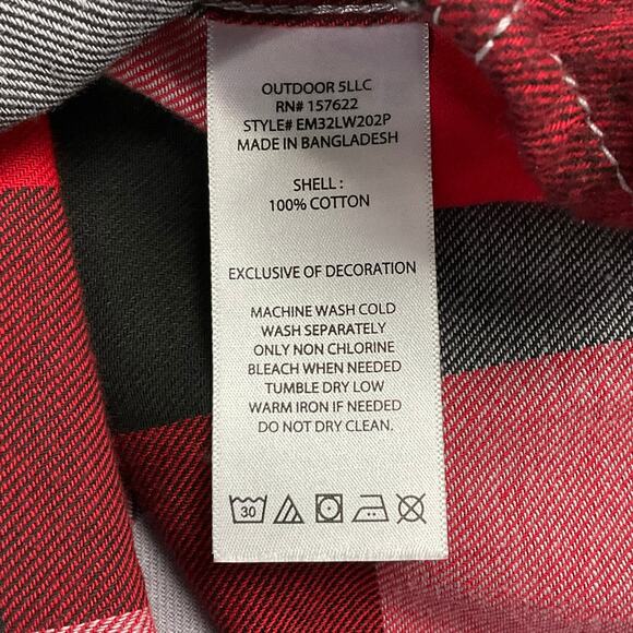 EDDIE BAUER Mens Button Down Flannel Shirt Buffalo Check Plaid Red Gray XL NWT - Picture 7 of 12